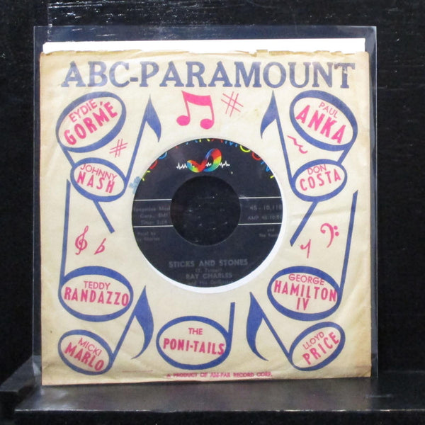 Ray Charles - Sticks And Stones / Worried Life Blues 7" VG+ Vinyl 45-10,118 USA - Shuga Records