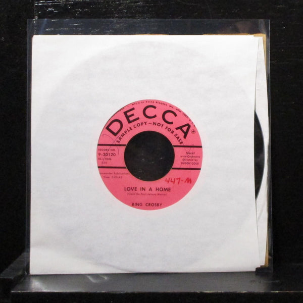 Bing Crosby - Around The World / Love In A Home 7" VG+ Promo Vinyl 45 9-30120 - Shuga Records