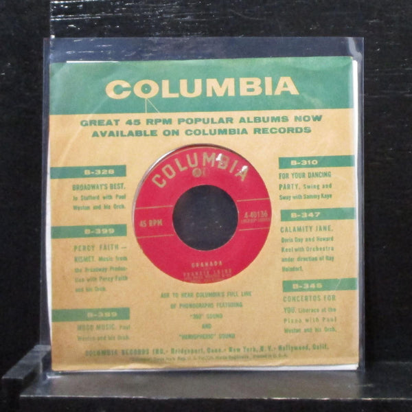 Frankie Laine - Granada / I'd Give My Life 7" VG+ Vinyl 45 Columbia 4-40136 USA - Shuga Records