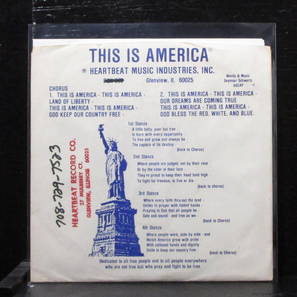 Johnny Frigo Singers - This Is America 7" VG+ Vinyl 45 priv lbl HB-56 USA 1989 - Shuga Records