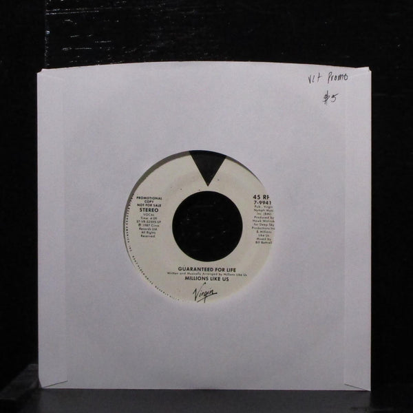 Millions Like Us - Guaranteed For Life 7" VG+ Promo Vinyl 45 Virgin 7-99412 USA - Shuga Records
