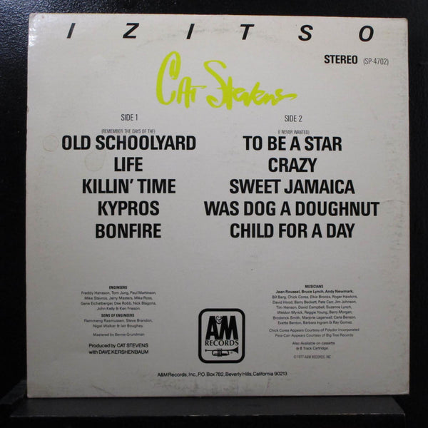 Cat Stevens - Izitso LP Mint- SP-4702 USA 1977 A&M Stereo Vinyl Record w/Insert - Shuga Records