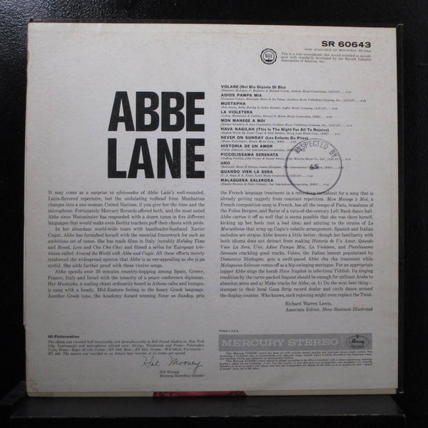 Abbe Lane With Xavier Cugat And His Orchestra LP VG+ SR-60643 Black Label Vinyl - Shuga Records