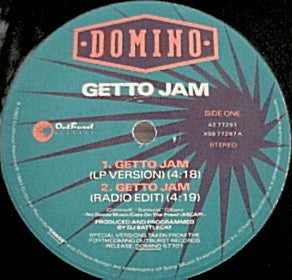 Domino ‎- Getto Jam - VG+ 12" Single 1993 USA - Rap & Hip Hop