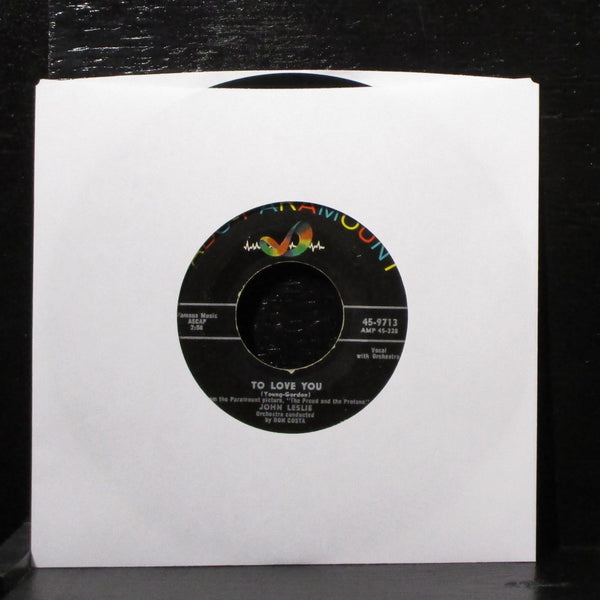 John Leslie - I'll Be Laughing Tonight / To Love You 7" VG+ Vinyl 45-9713 USA - Shuga Records