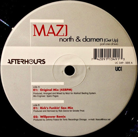 Mazi ‎- North & Damen (Get Up) (Part 1) - VG 12" Single 1998 USA - Chicago House