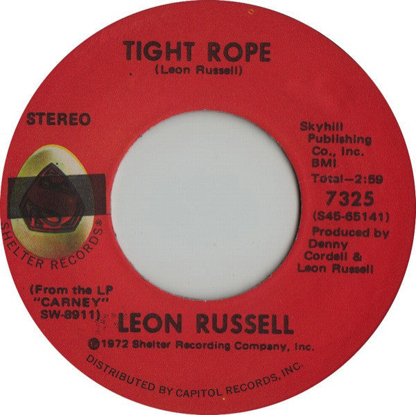 Leon Russell ‎– Tight Rope / This Masquerade VG 7" Single 45RPM 1972 Capitol USA - Rock