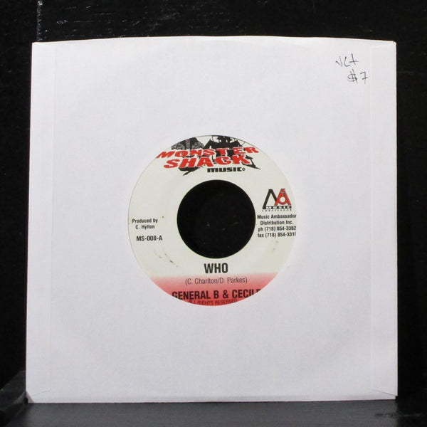 General B & Cecile - Who / Mad Dem 7" VG+ Vinyl 45 Monster Shack MS-008 USA - Shuga Records