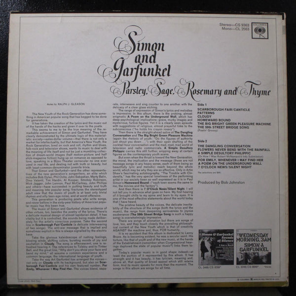 Simon And Garfunkel - Parsley, Sage, Rosemary & Thyme LP Mint- CS 9363 360 Sound - Shuga Records