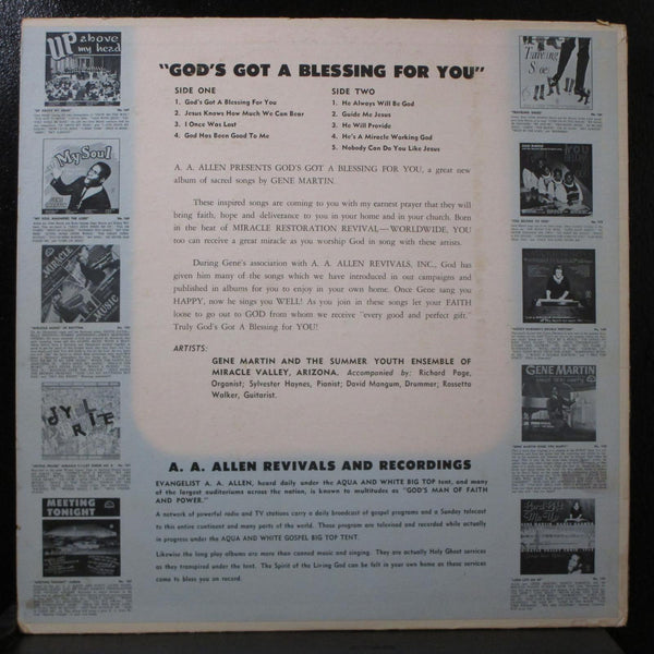 Gene Martin - God's Got A Blessing For You LP VG No. 177 Red Translucent Mono - Shuga Records