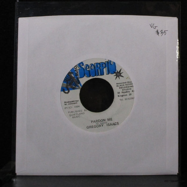 Gregory Isaacs - Pardon Me 7" VG Vinyl 45 Black Scorpio Jamaica - Shuga Records