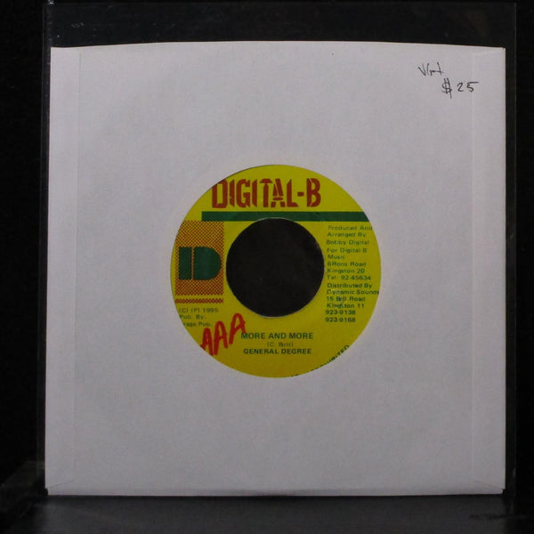 General Degree - More And More 7" VG+ Vinyl 45 Digital-B Jamaica 1995 - Shuga Records