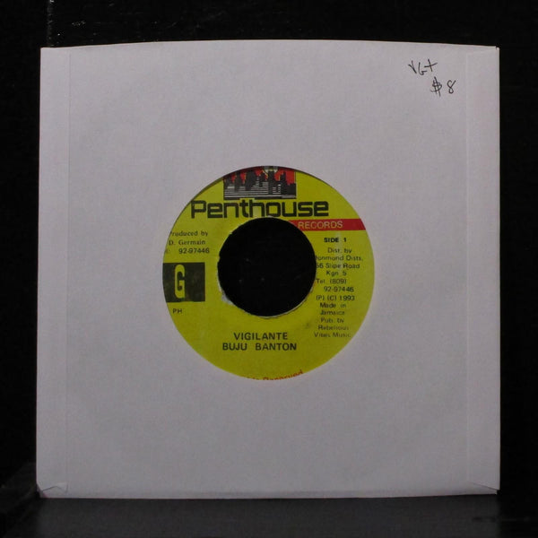 Buju Banton - Vigilante 7" VG+ Vinyl 45 Penthouse Jamaica 1993 - Shuga Records