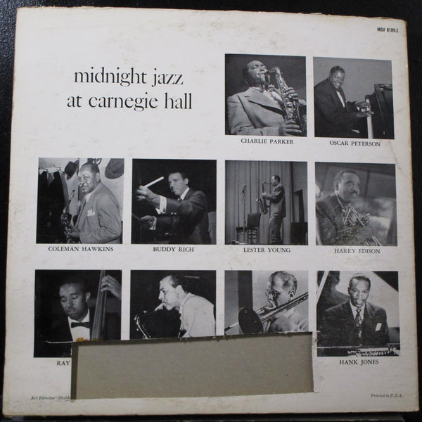 Various - Midnight Jazz At Carnegie Hall 2 LP VG+ MGV-8189-2 Mono 1st 1957 Vinyl - Shuga Records