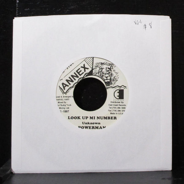 Powerman - Look Up Mi Number 7" VG+ Vinyl 45 Annex AR-011 Jamaica 1997 - Shuga Records