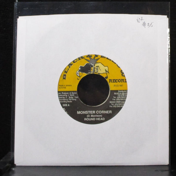 Round Head - Monster Corner 7" VG+ Vinyl 45 Black & Yellow Jamaica 1997 - Shuga Records