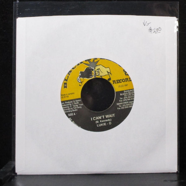 Lukie D - I Can't Wait 7" VG Vinyl 45 Black & Yellow Jamaica 1997 - Shuga Records