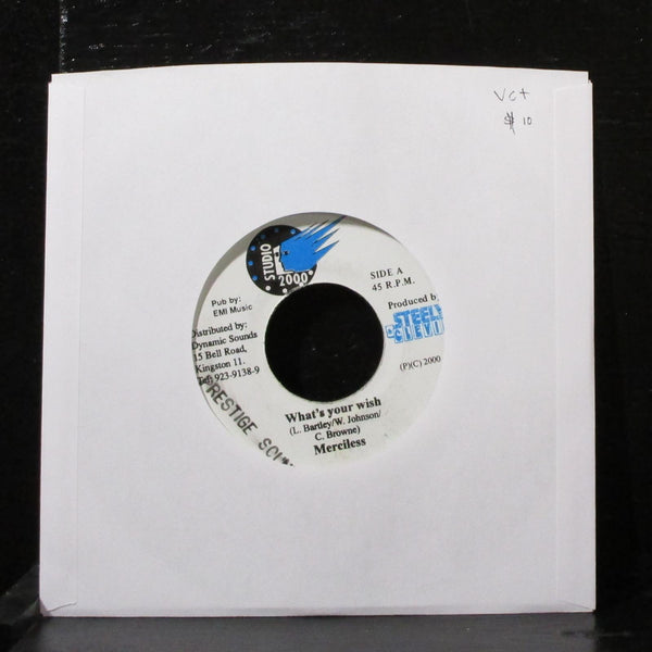 Merciless - What's Your Wish 7" VG+ Vinyl 45 Studio 2000 Jamaica - Shuga Records