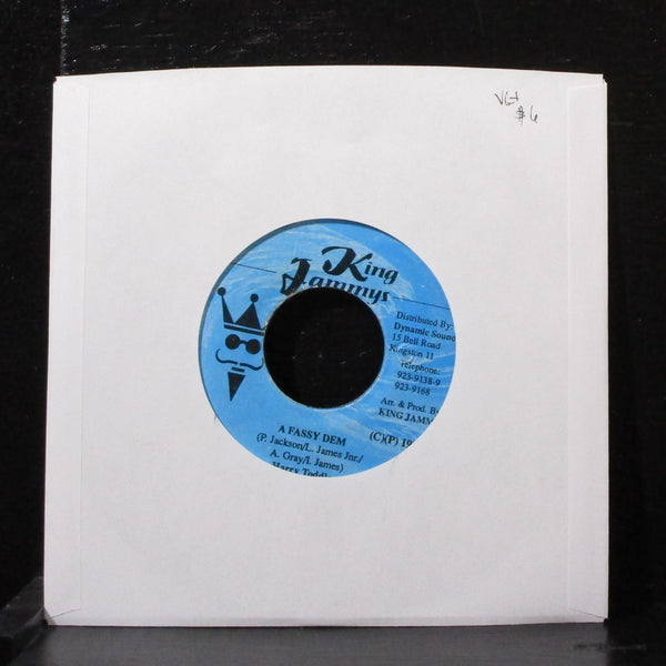 Harry Toddler - A Fassy Dem 7" VG+ Vinyl 45 King Jammy's Jamaica 1999 - Shuga Records