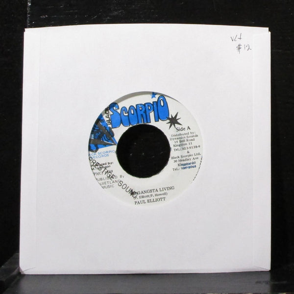 Paul Elliot - No Gangsta Living 7" VG+ Vinyl 45 Black Scorpio Jamaica - Shuga Records