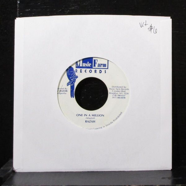 Razah - One In A Million 7" VG+ Vinyl 45 Music Farm Jamaica 2000 - Shuga Records