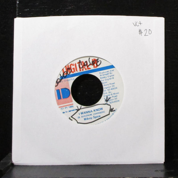 Mike Spice - I Wanna Know 7" VG+ Vinyl 45 Digital-B Jamaica 1995 - Shuga Records