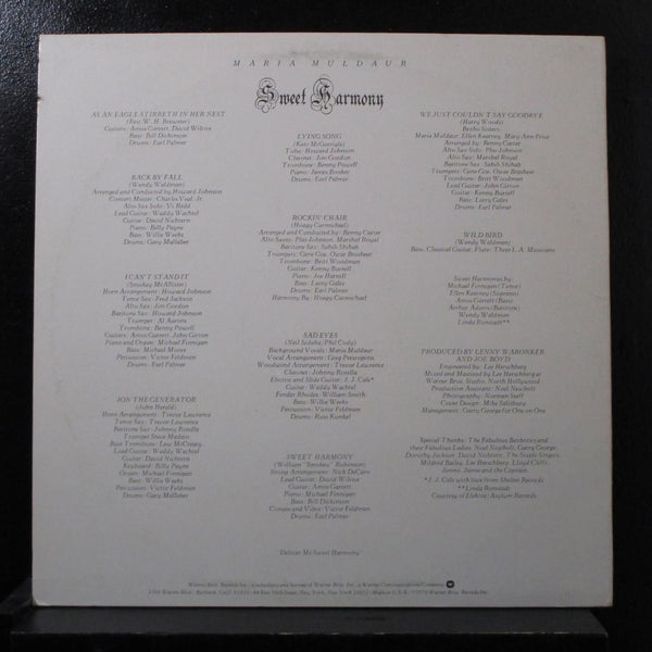 Maria Muldaur - Sweet Harmony LP Mint- MS 2235 Reprise 1976 USA Vinyl Record - Shuga Records