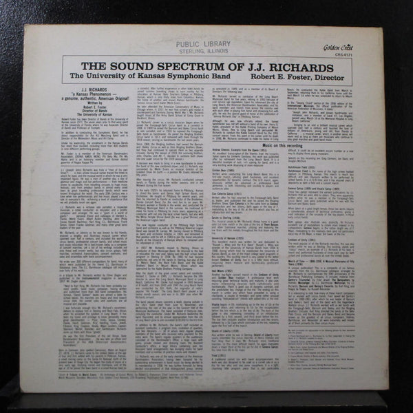 University Of Kansas Symphonic - Sound Spectrum Of JJ Richards LP Mint- CRS4171 - Shuga Records