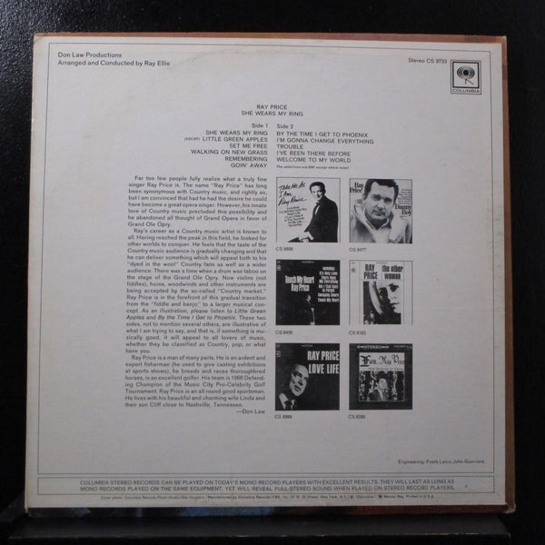 Ray Price - She Wears My Ring LP Mint- CS 9733 21 360 Sound 1st Vinyl Record - Shuga Records