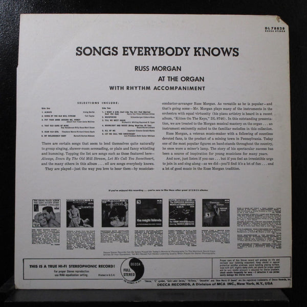 Russ Morgan - Songs Everybody Knows LP Mint- DL 78828 Decca 1959 Stereo Record - Shuga Records