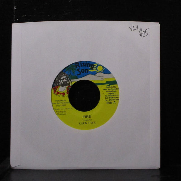 Zack I We - Fire 7" VG+ Vinyl 45 Rising Son Jamaica 2000 - Shuga Records