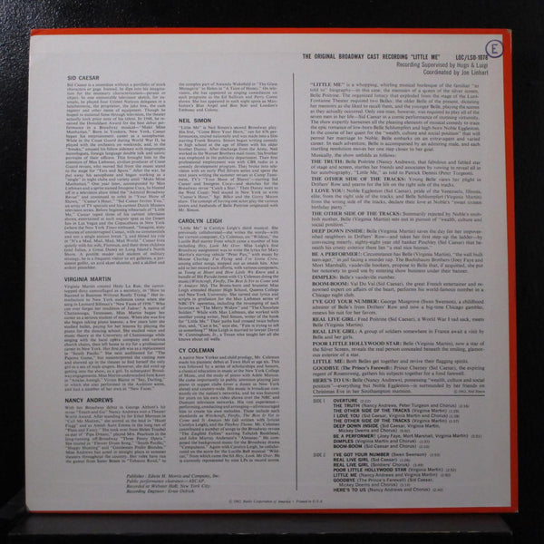 Sid Caesar With Virginia Martin And Nancy Andrews - Little Me LP Mint- LSO 1078 - Shuga Records