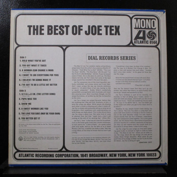 Joe Tex - The Best Of Joe Tex LP VG+ 8144 White Promo Mono 1967 Vinyl Record - Shuga Records
