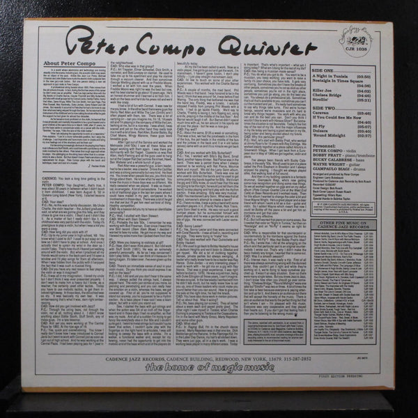 Peter Comp Quintet - Nostalgia In Time Square LP Mint- CJR 1038 Cadence 1988 USA - Shuga Records
