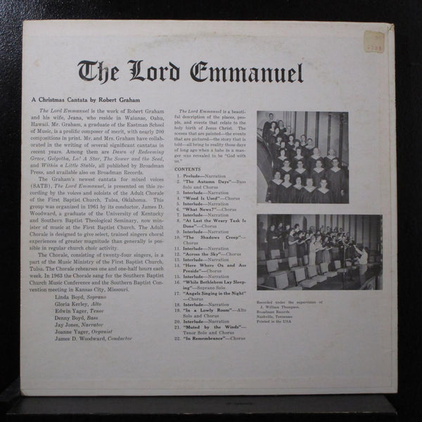 Robert Graham - The Lord Emmanuel A Christmas Cantata LP VG+ 452-059 Mono Vinyl - Shuga Records