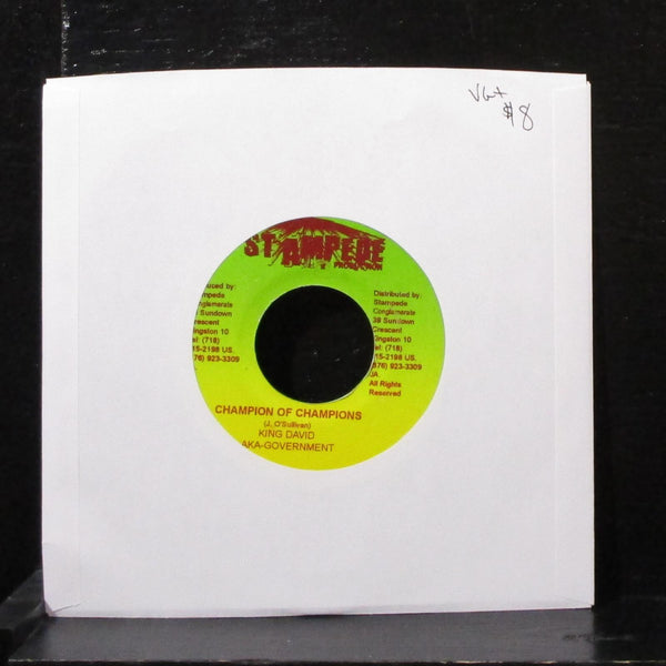 King David - Champion Of Champions 7" VG+ Vinyl 45 Stampede Jamaica - Shuga Records