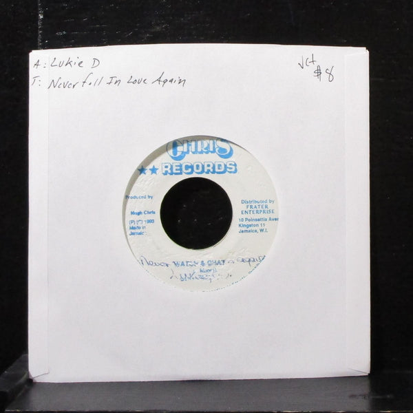 Lukie D - Never Fall In Love Again 7" VG+ Vinyl 45 Chris Jamaica 1993 - Shuga Records
