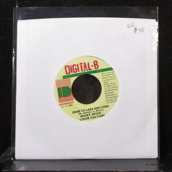 Micky Spice & Louie Culture - Grab Yu Lass And Come 7" VG+ Vinyl 45 Digital-B - Shuga Records