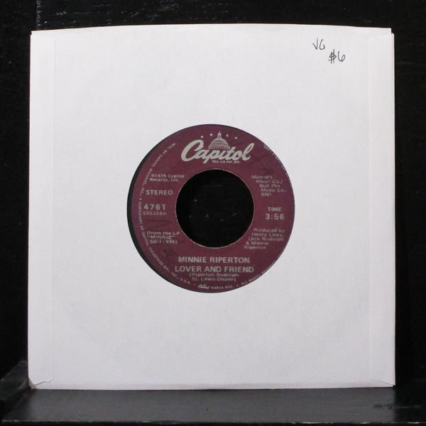 Minnie Riperton - Lover And Friend 7" VG Vinyl 45 Capitol 4761 USA 1979 - Shuga Records