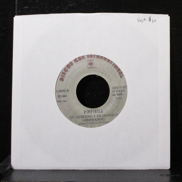 Pimpinela - En Lo Bueno Y En Lo Malo 7" VG+ Vinyl 45 DBS-1101 USA 1984 - Shuga Records