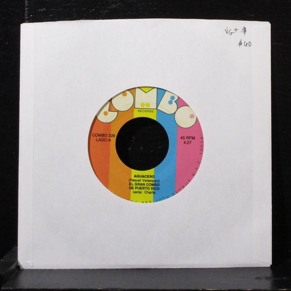 El Gran Combo De Puerto Rico - Aguacero 7" VG+ Vinyl 45 Combo 326 USA - Shuga Records