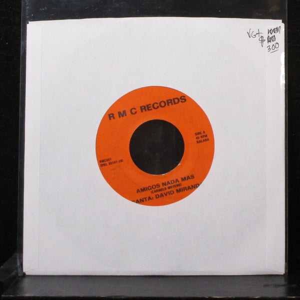 David Miranda - Amigos Nada Mas / Te Busque 7" VG+ Vinyl 45 RMC001 - Shuga Records