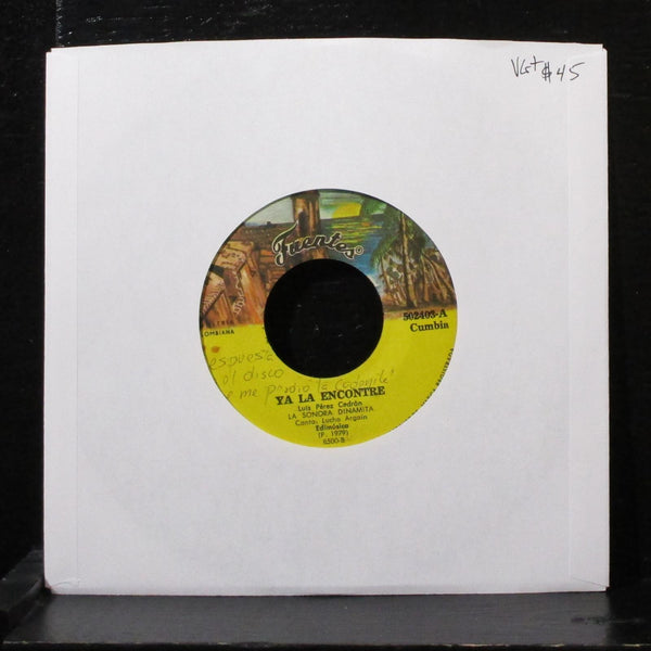 La Sonora Dinamita - Ya La Encontre / Golondrina Monteriana 7" Vinyl 45 502403 - Shuga Records