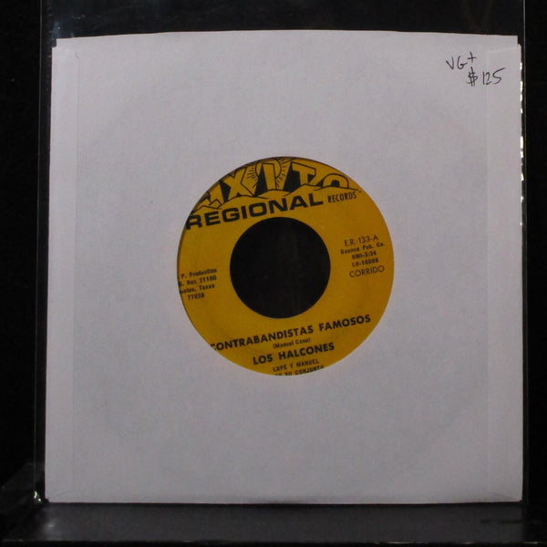 Los Halcones - Contrabandistas Famosos 7" VG+ Vinyl 45 Exito Regional E.R.-133 - Shuga Records