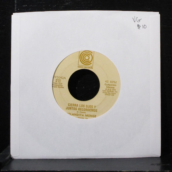 Yolandita Monge - Cierra Los Ojos Y Juntos Recordemos 7" VG Vinyl 45 CFF5042 - Shuga Records