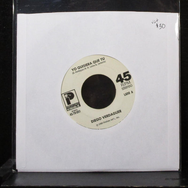 Diego Verdaguer - Yo Quisiera Que Tu 7" VG+ Vinyl 45 Profono 45-79-051 USA 1980 - Shuga Records