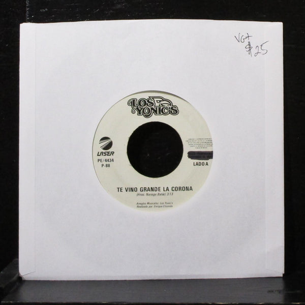 Los Yonics - Te Vino Grande La Corona 7" VG+ Promo Vinyl 45 Laser PE/4434 Mexico - Shuga Records