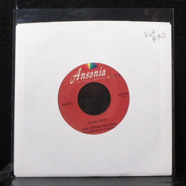 Jose Antonio Salaman - Adios, Adios 7" VG+ Vinyl 45 Ansonia 45-5321 USA - Shuga Records