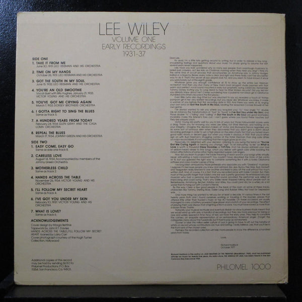Lee Wiley, Dorsey Brothers - Victor Young Early Recordings 1931-37 LP VG+ Mono - Shuga Records