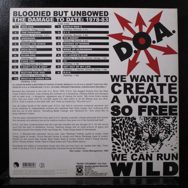 D.O.A. - Bloodied But Unbowed LP Mint- LETV136LP UK 2014 Red Vinyl Record - Shuga Records